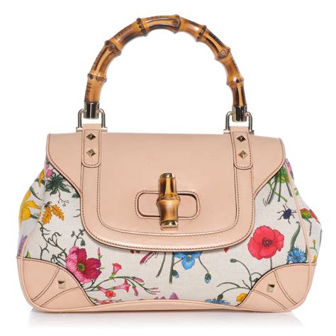 gucci floral bamboo bag